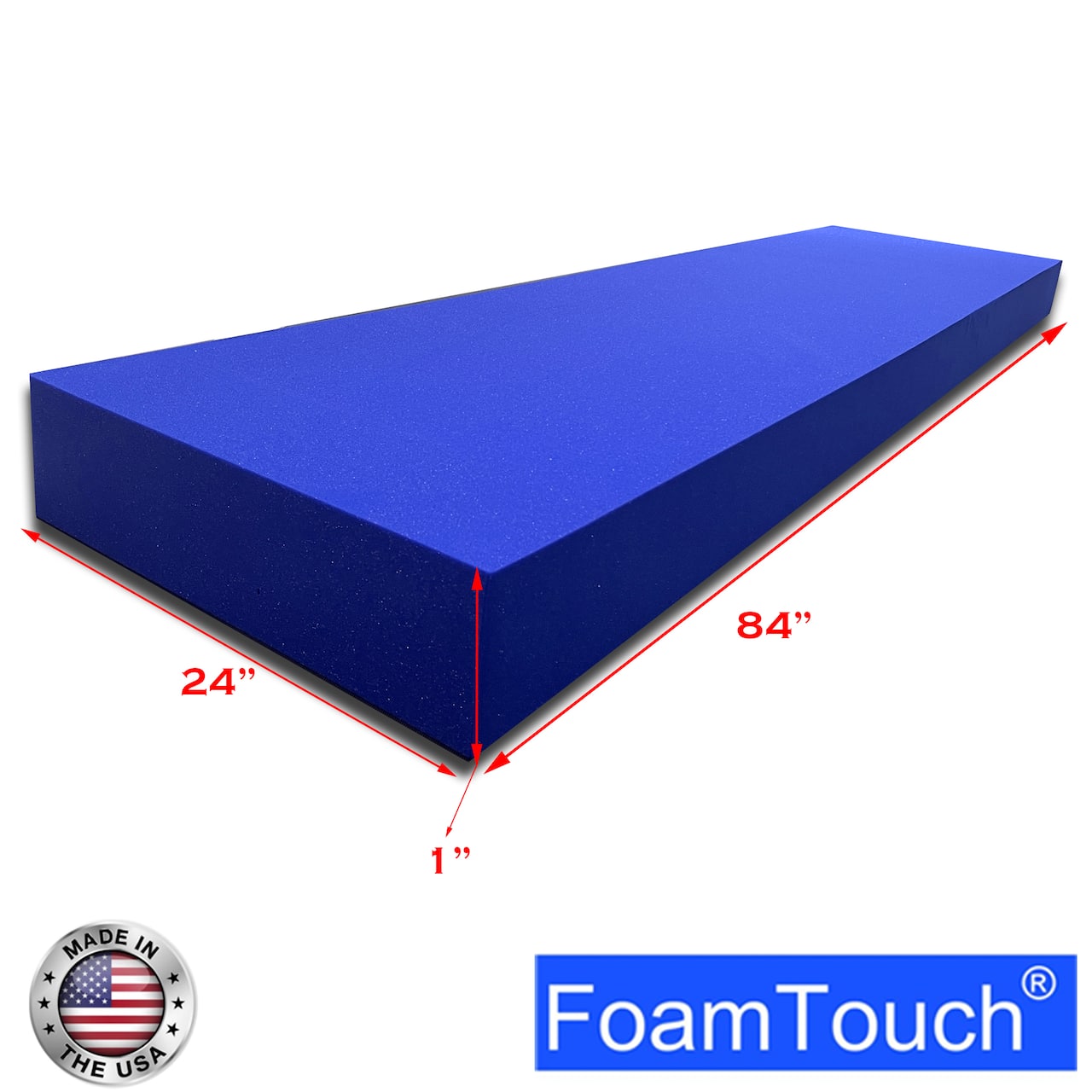 FoamTouch® 1" x 24" x 84" High Density Upholstery Foam